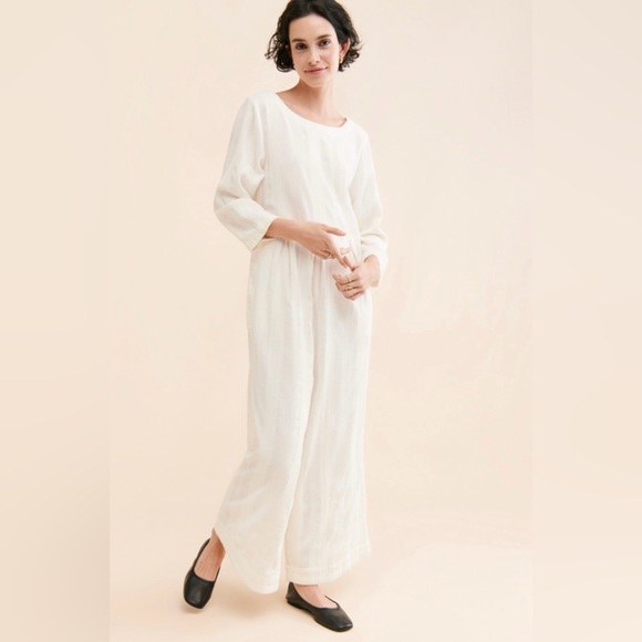 Free People Pants - NEW NWT FREE PEOPLE Shiloh Cotton Linen Jumpsuit Ivory